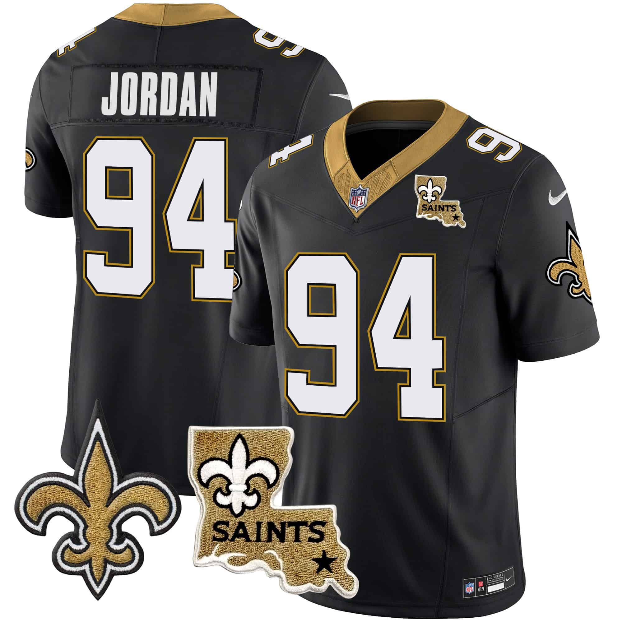 Men New Orleans Saints #94 Jordan Black 2024 Nike Vapor Limited NFL Jersey style 1